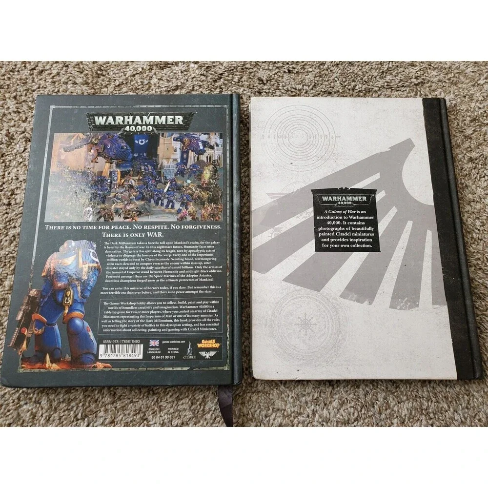 Warhammer 40K 40,000 2-Hardcover Book Lot Galaxy War & Rulebook Games Workshop